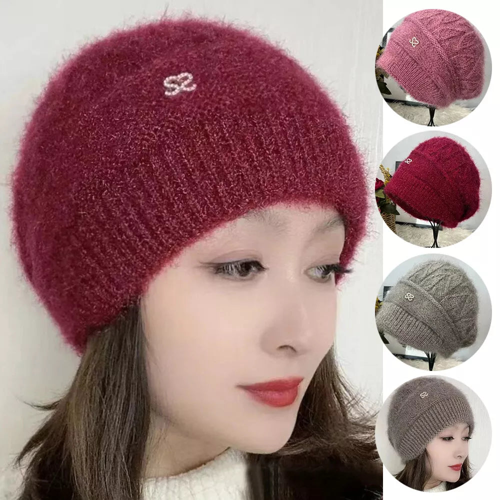 Women Ladies Winter Warm Knitted Crochet Slouch Baggy Beanie Hat Ski Brim Cap ✔
